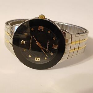 Accutime Cerentino Diamond Men's Two Tone Analog Black Dial Watch Japan Movt
